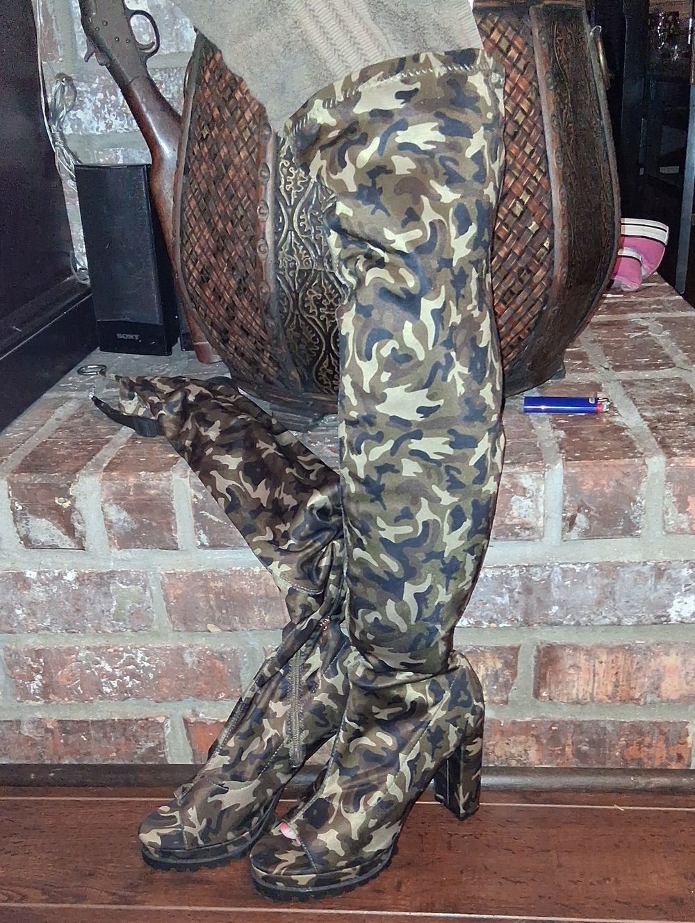 Pazzle Camo Thigh High Boots